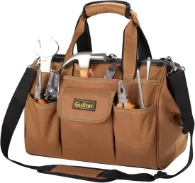 14-Inch Heavy Duty Tool Bag,22-Pocket Wide Mouth Box Organizer,Detachable Tool Belt with Adjustable Shoulder Strap and Waist Belt for Electricians, Plumbers and Carpenters