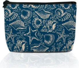 Beach Shells Starfish Coral Makeup Bag for Purse, Waterproof Funny Cosmetic Bag for Women, Zipper Travel Toiletry Pouch Gift 9.55.9 Inch