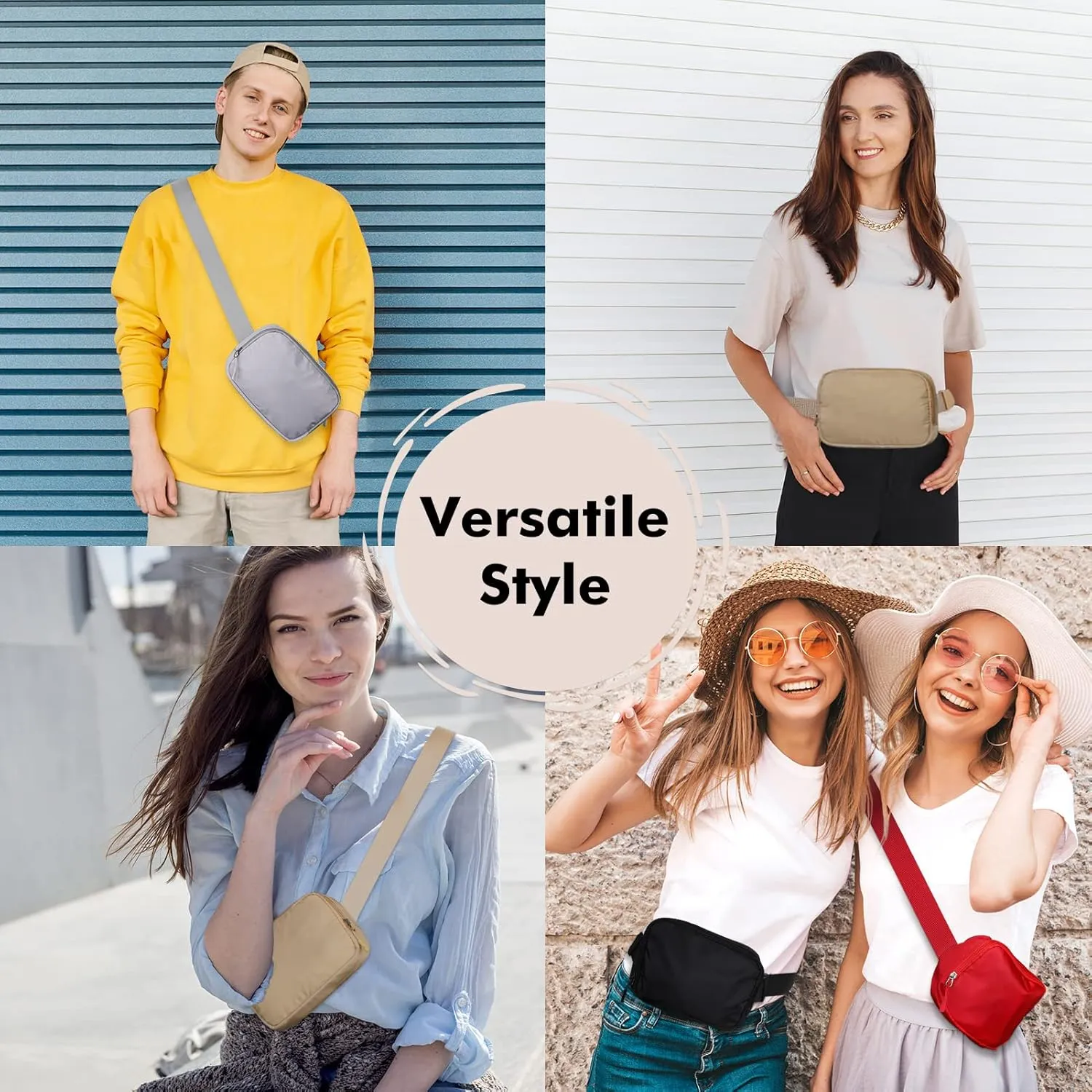 Belt Bag for Women - Crossbody Bags - Black, Adjustable Strap, Fashion Cross Body Fanny Pack for Running Workout Hiking Travel (Brown)