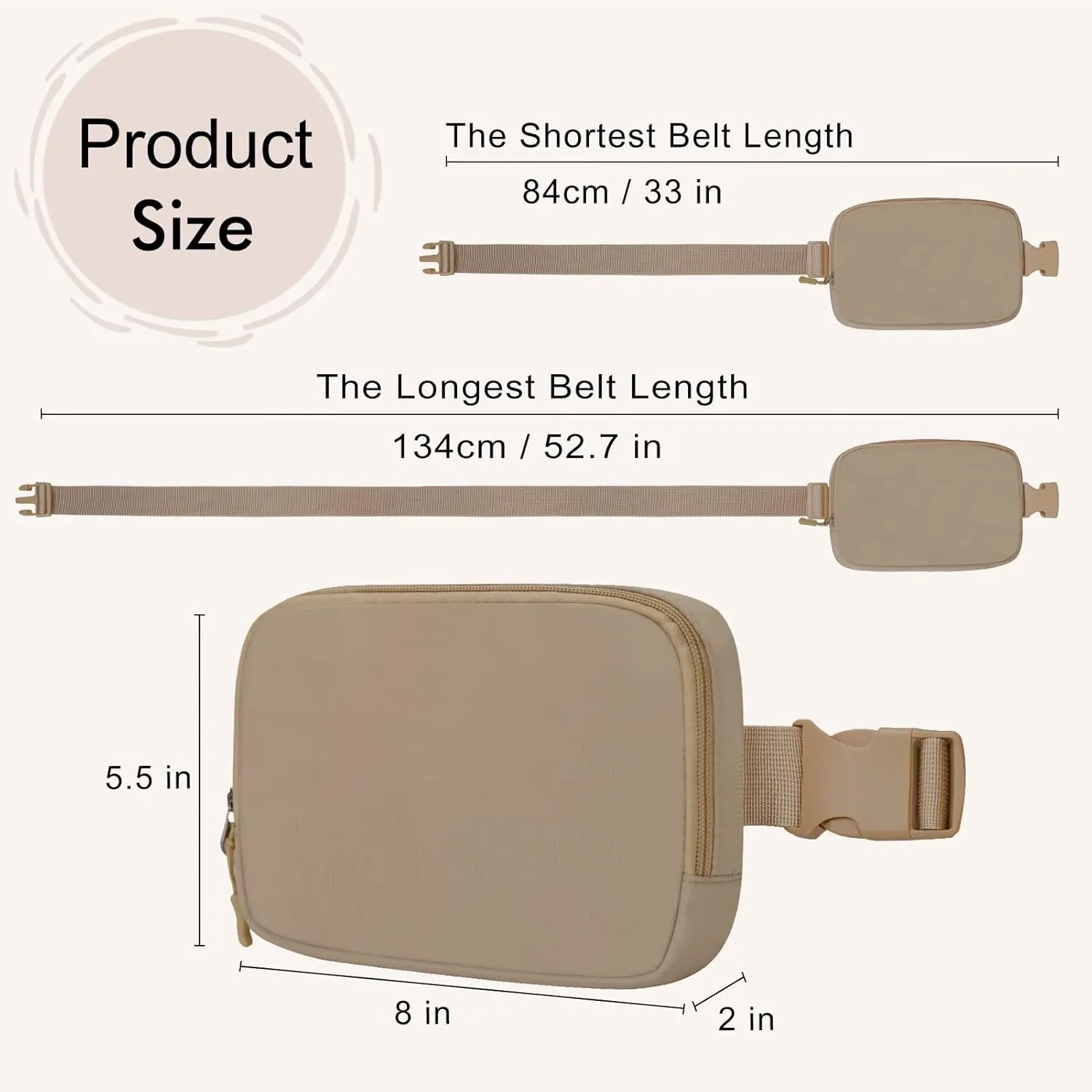 Belt Bag for Women - Crossbody Bags - Black, Adjustable Strap, Fashion Cross Body Fanny Pack for Running Workout Hiking Travel (Brown)