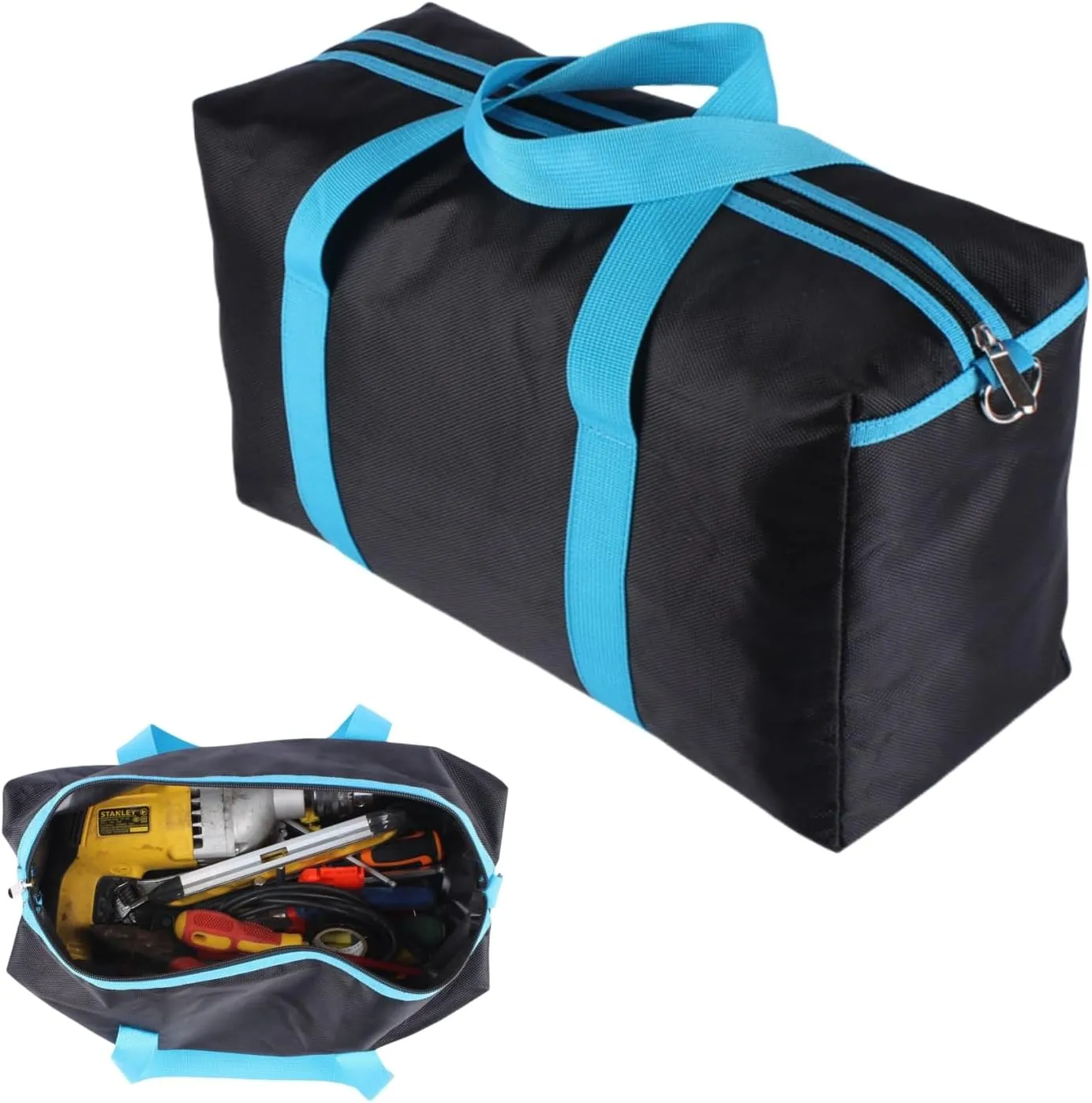 BLIRITEL Heavy Duty Wide Mouth Tool Bag for Men, High Capacity Tool Tote Bag for Electricians, Multipurpose Power Tool Bag Organizer for Mechanics Carpenters (12 Inch)