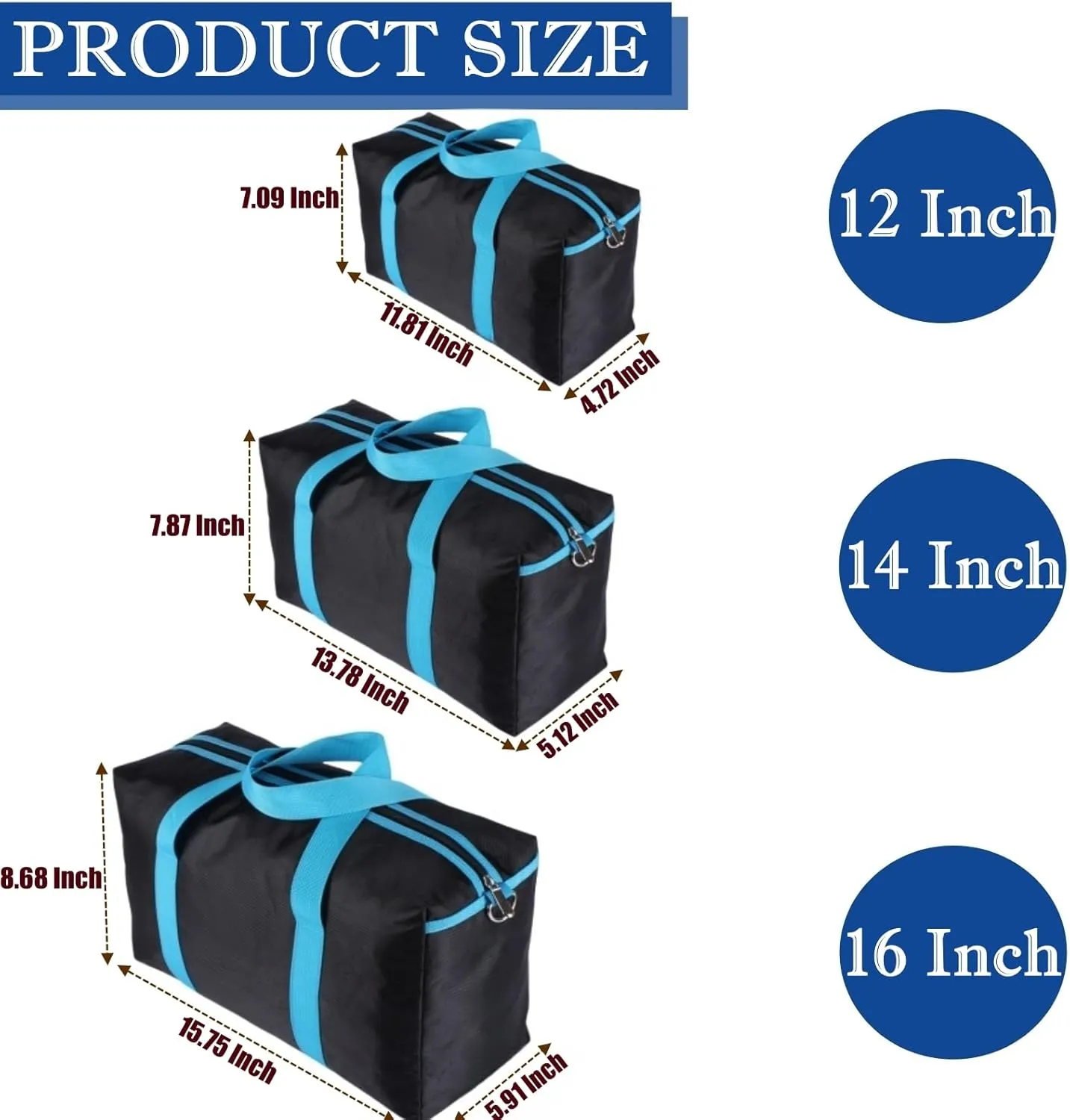 BLIRITEL Heavy Duty Wide Mouth Tool Bag for Men, High Capacity Tool Tote Bag for Electricians, Multipurpose Power Tool Bag Organizer for Mechanics Carpenters (12 Inch)
