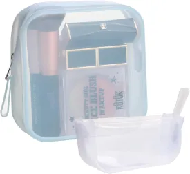 BS-MALL Silicone Travel Makeup Bag  Transparent Cosmetic Storage Pouch, Waterproof, Easy to Clean, 2-Pack