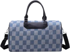 Checkered Travel Duffel Bag 32L, Gyms Sports Weekender Bag for Men Women Water-proof & Tear Resistant