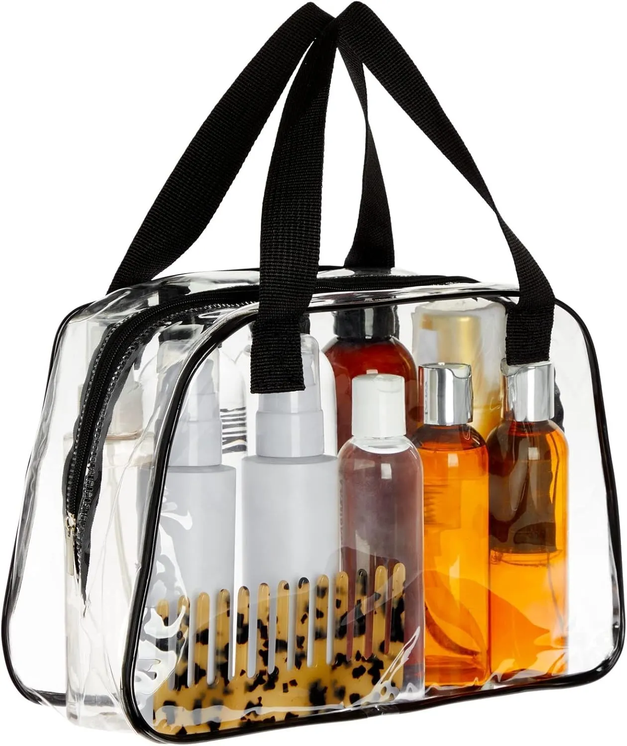 Clear Stadium Approved Tote Bag, 11x4x7-Inch Transparent Plastic Bag with Zippers, Handles for Concerts, Sporting Events, Music Festivals, Work, School, and Gym
