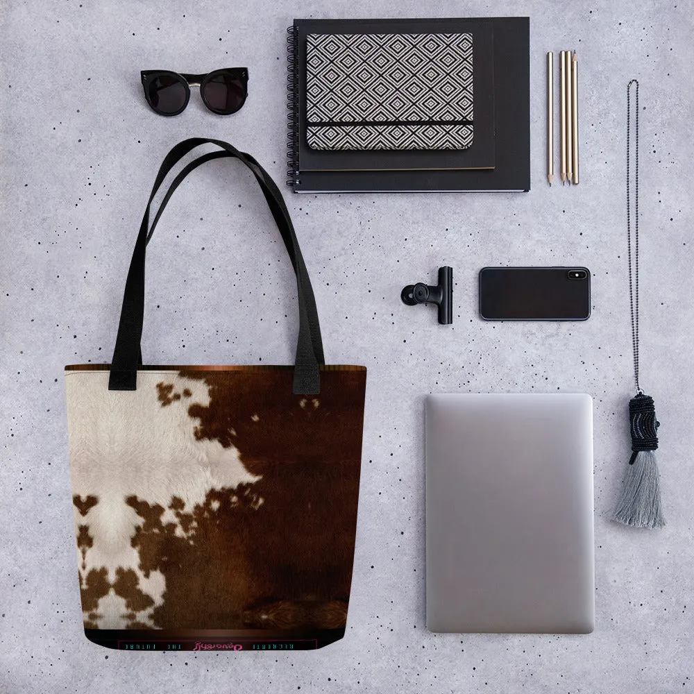 Cow Print Tote Bag Canvas Handbag Cow Skin Bag Cowhide Tote Bag in 3 Sizes  | 11000