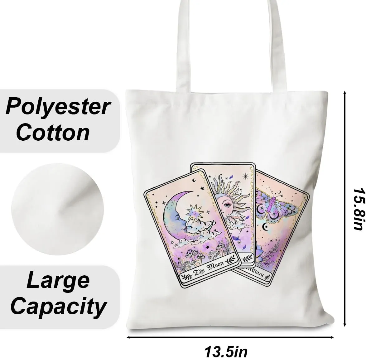 Decohim Funny Skull Tarot Card Sarcastic Canvas Tote Bag Grocery Bags Witchy Gifts for Women Halloween Birthday Christmas