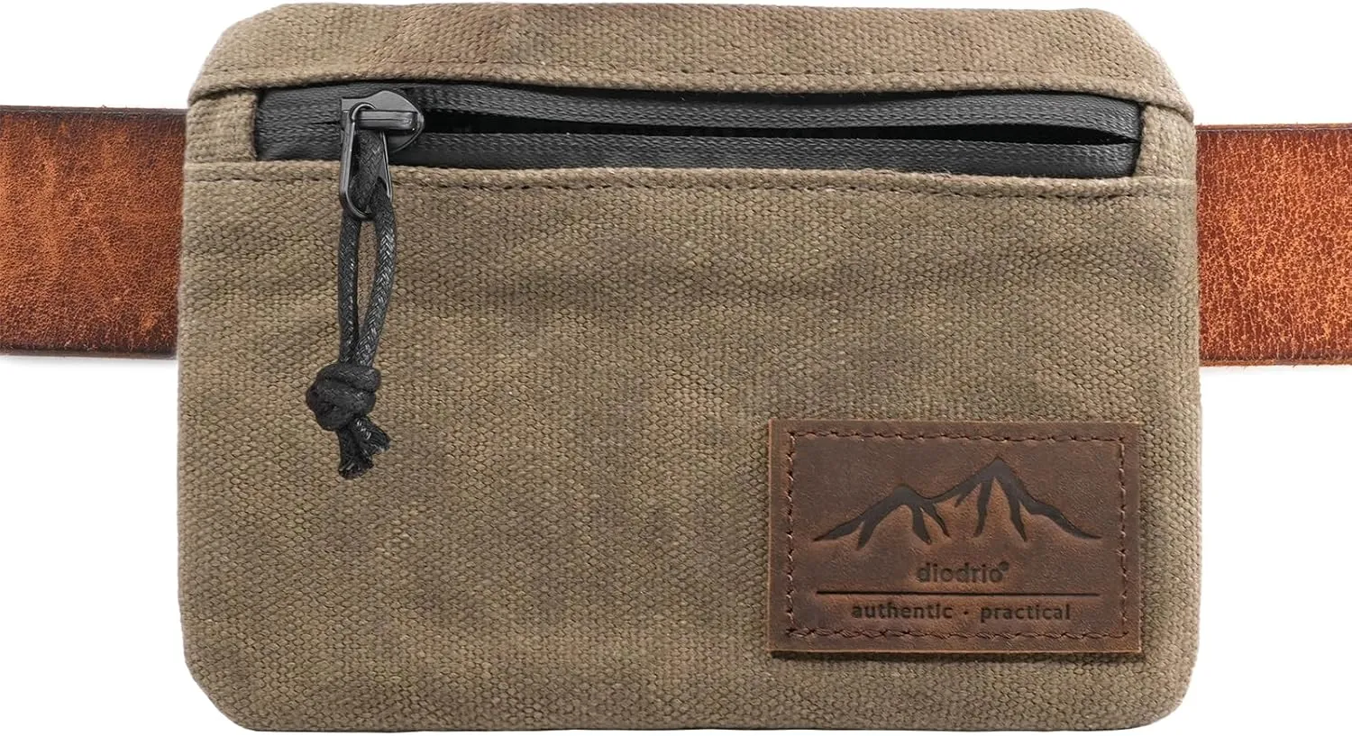 diodrio Belt Zipper Pouches for Men Women Compact EDC Pouch, YKK Zipper, Anti-theft Pickpocket Proof Safety Wallets, Waist Pack for Traveling Hiking, Water Resistant, Tough Waxed Canvas, Olive