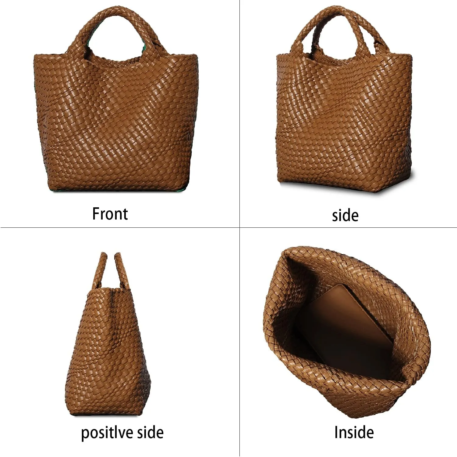 Dyalsa Woven Bag for Women, Vegan Leather Tote Bag Large Summer Beach Handbag Purse Retro Handmade Travel Shoulder Bag Set