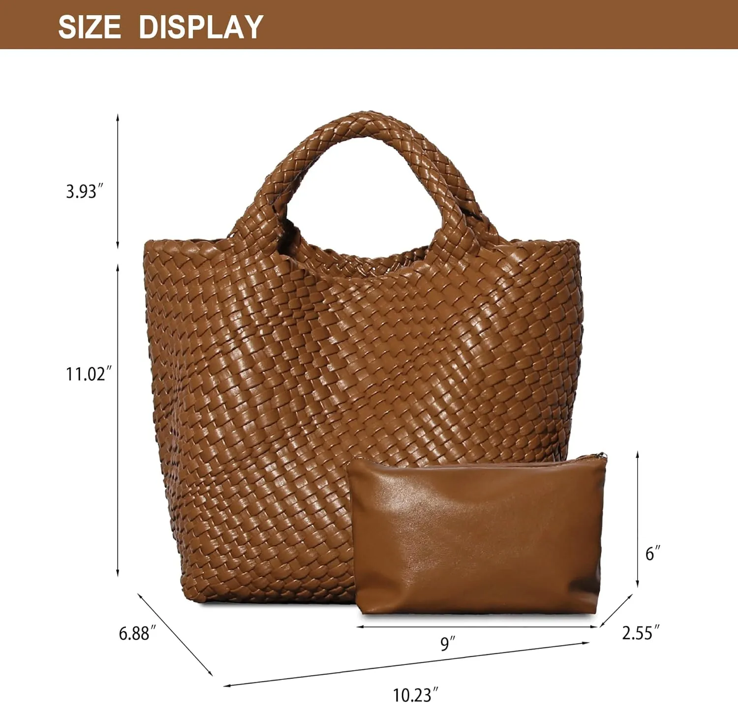 Dyalsa Woven Bag for Women, Vegan Leather Tote Bag Large Summer Beach Handbag Purse Retro Handmade Travel Shoulder Bag Set