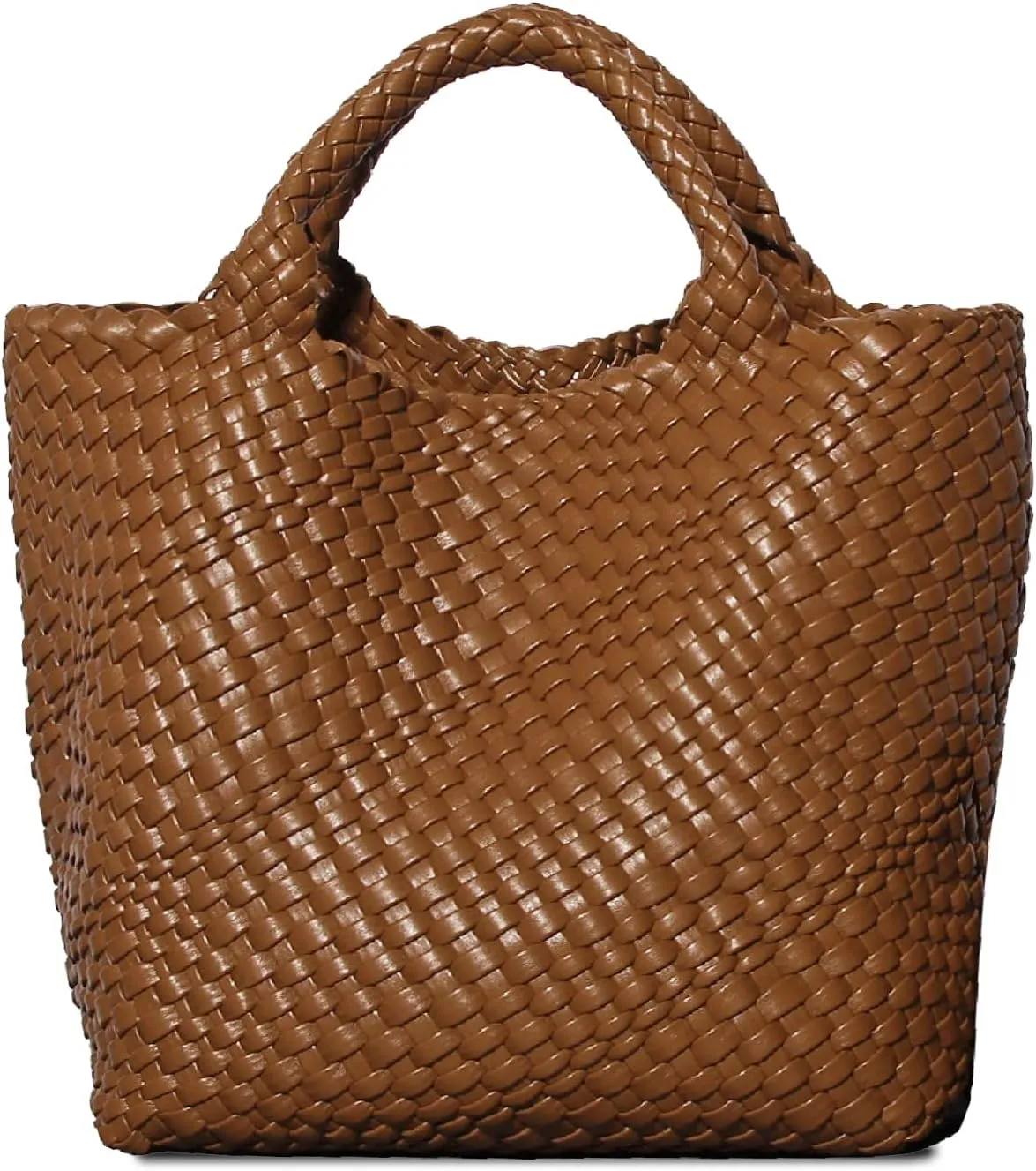 Dyalsa Woven Bag for Women, Vegan Leather Tote Bag Large Summer Beach Handbag Purse Retro Handmade Travel Shoulder Bag Set