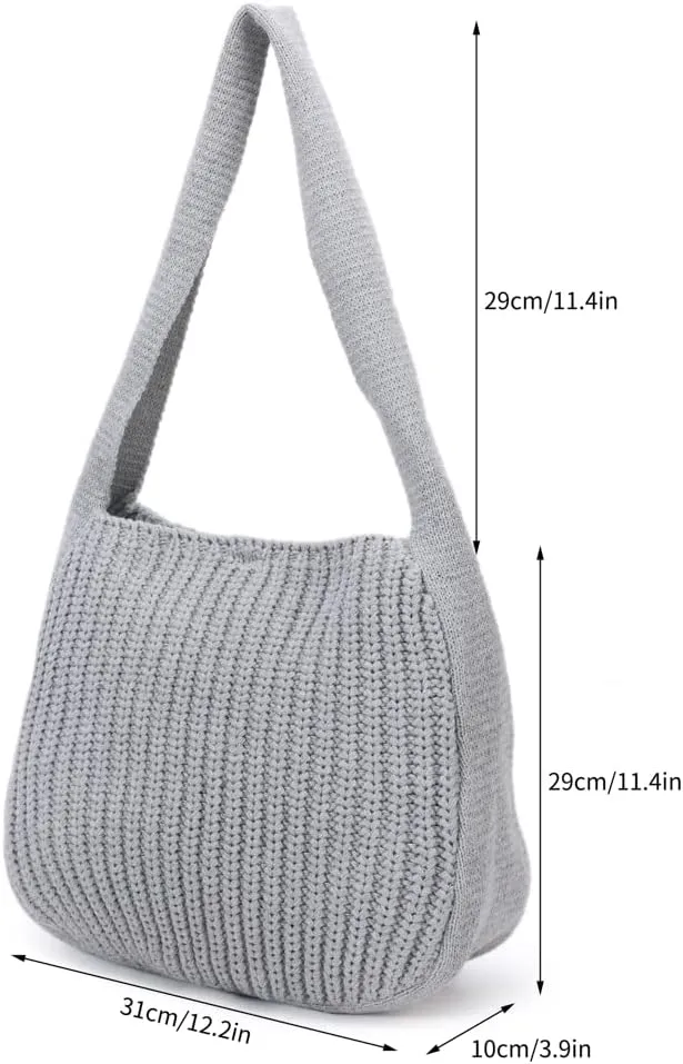 ENBEI Women's Crochet Tote Bag Knit Shoulder bag,Aesthetic Bag,Cute Eco-Friendly Tote for Travel,Daily Use,Gift Box Packaging