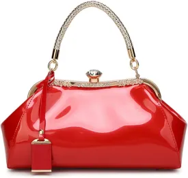 Evening Bags for Women Glossy Leather Tote Bag Clutches Mini Crossbody Shoulder Bag Vintage Purses Handbags for Bridal Party