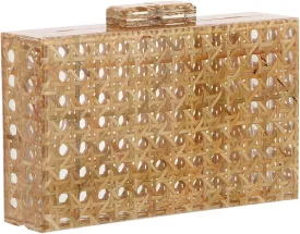 GOKTOW Rattan Acrylic Bag Clutch Purse Evening Bag Woven Handbag Summer Beach Purse