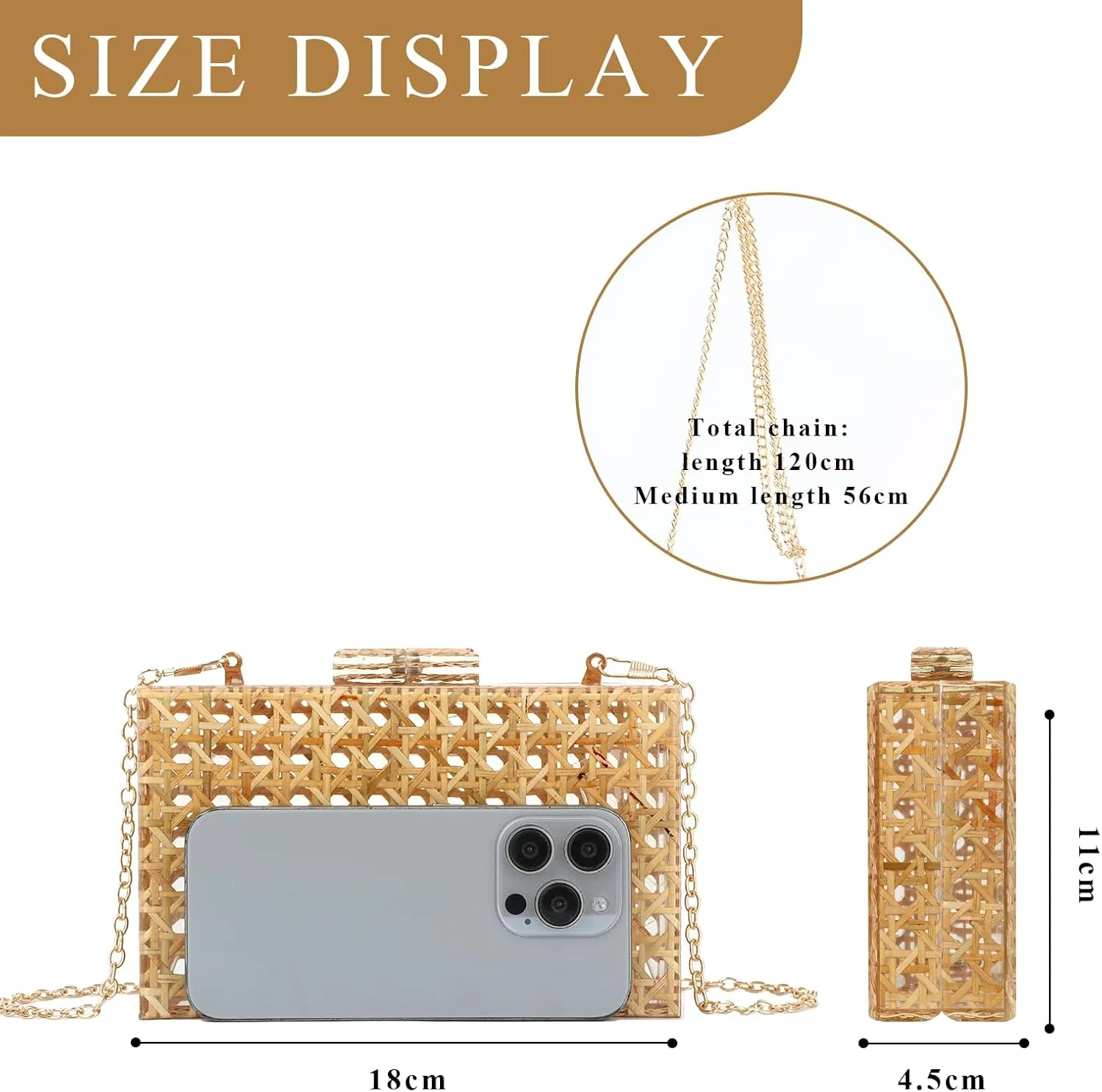 GOKTOW Rattan Acrylic Bag Clutch Purse Evening Bag Woven Handbag Summer Beach Purse