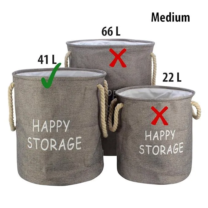 HOKIPO Foldable Cotton Laundry Bag/Storage Bin, Small / Medium / Large