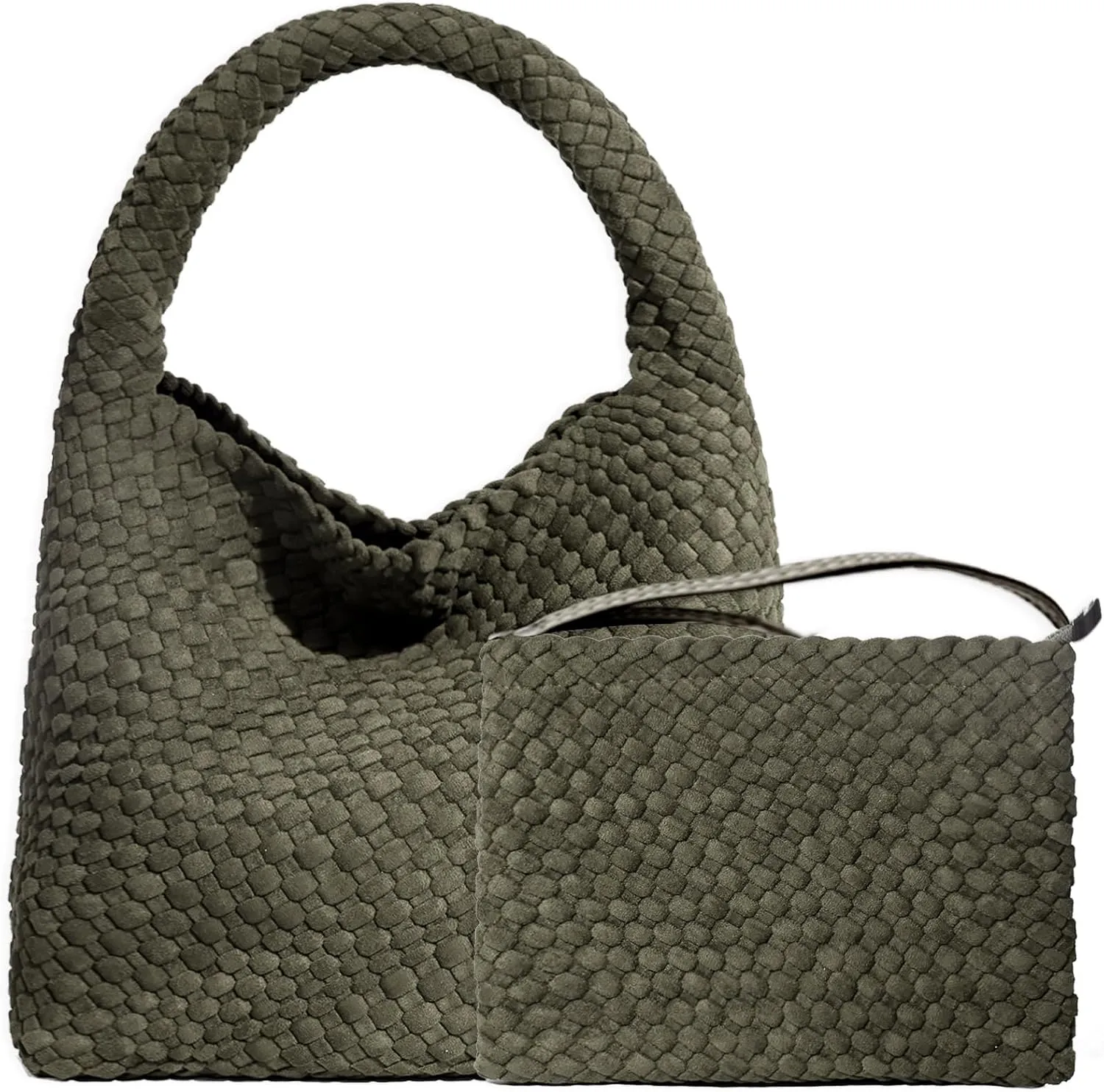 JINMANXUE Woven Purse for Women, Neoprene Top-handle Shoulder Bag, Hobo Tote, Travel Handbag, Wrist Bag For Work Shopping