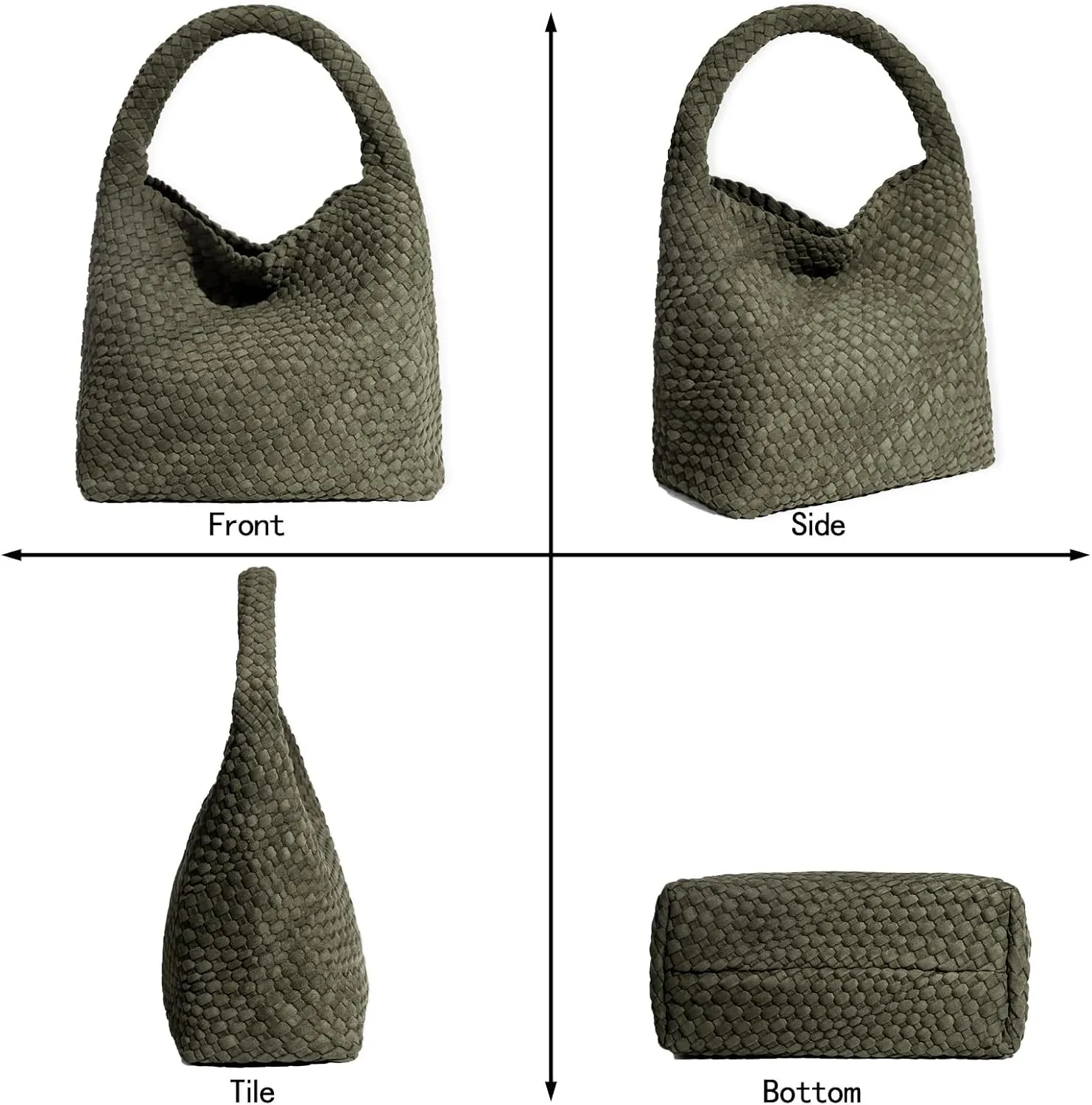 JINMANXUE Woven Purse for Women, Neoprene Top-handle Shoulder Bag, Hobo Tote, Travel Handbag, Wrist Bag For Work Shopping