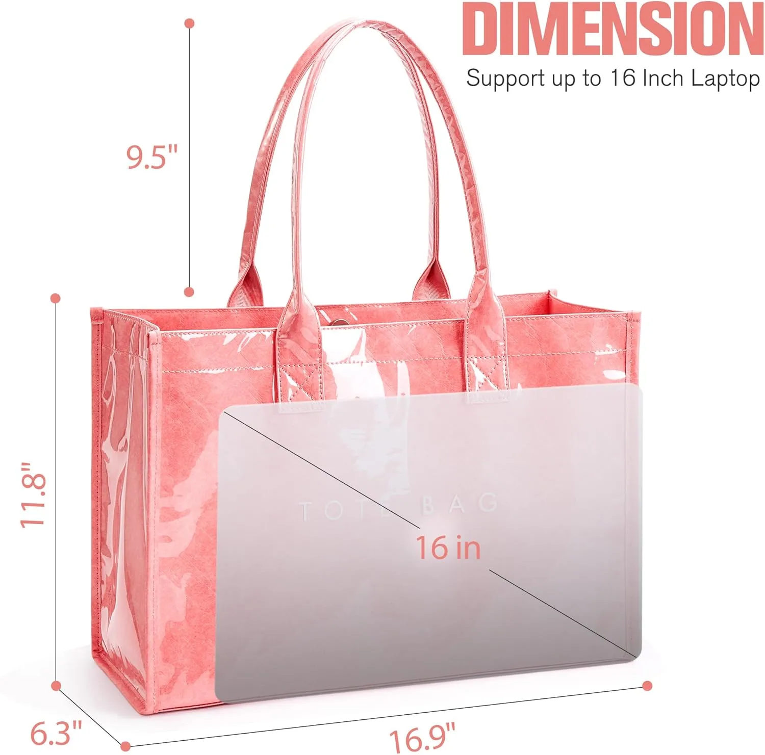 KALIDI PVC Tote Bag Womens Kraft Paper Work Handbags Purses with Top Handle