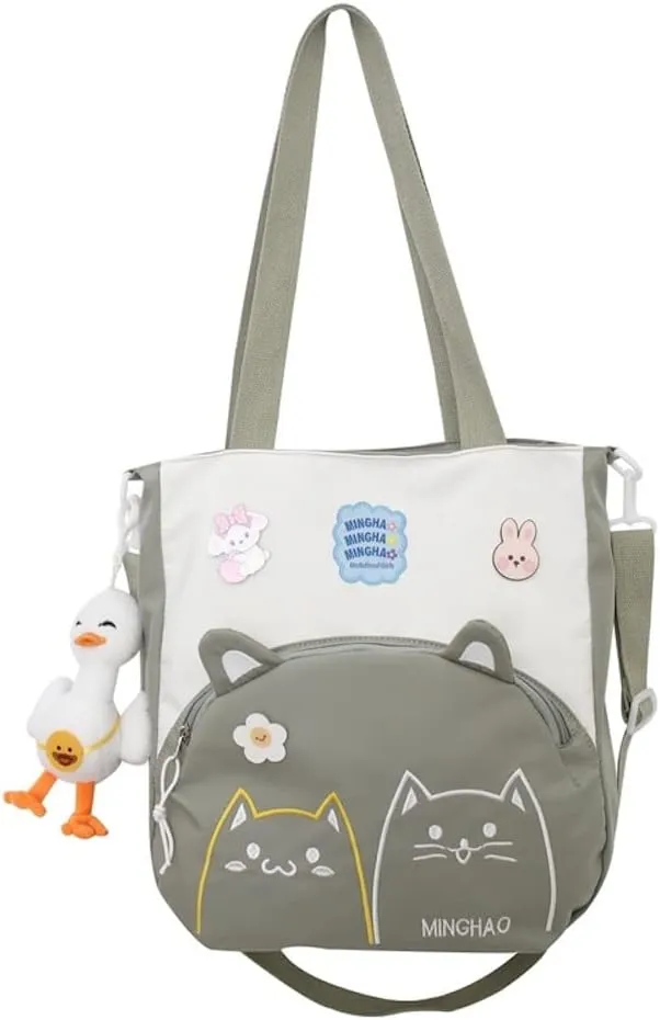 Kawaii Cat Crossbody Bag with Plushies Japanese Kawaii Crossbody Purse Shoulder Tote Bag Handbag Women Casual Bags