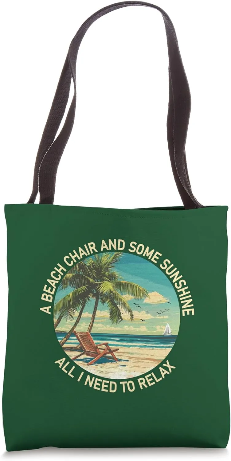 Life Is Really Good Coconut Palm Trees Retro Tropical Summer Tote Bag