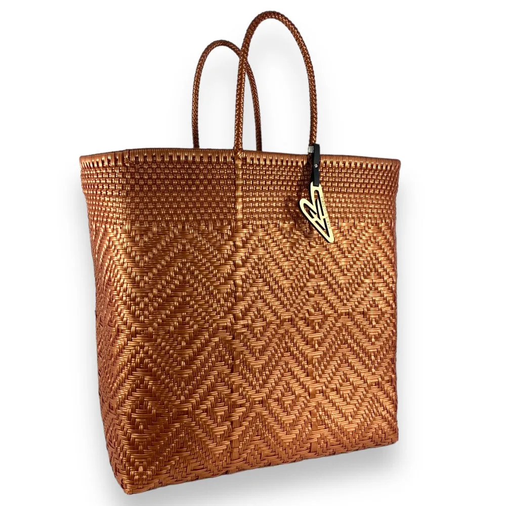 Maria Victoria | Metallic Bronce Tote | Upcycled, Handwoven, Bronze Tote