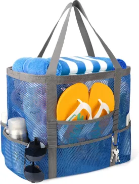 Mesh Beach Bag, Large Beach Bag Swimming Bag Foldable Mesh Tote for Your Family Beach Trip