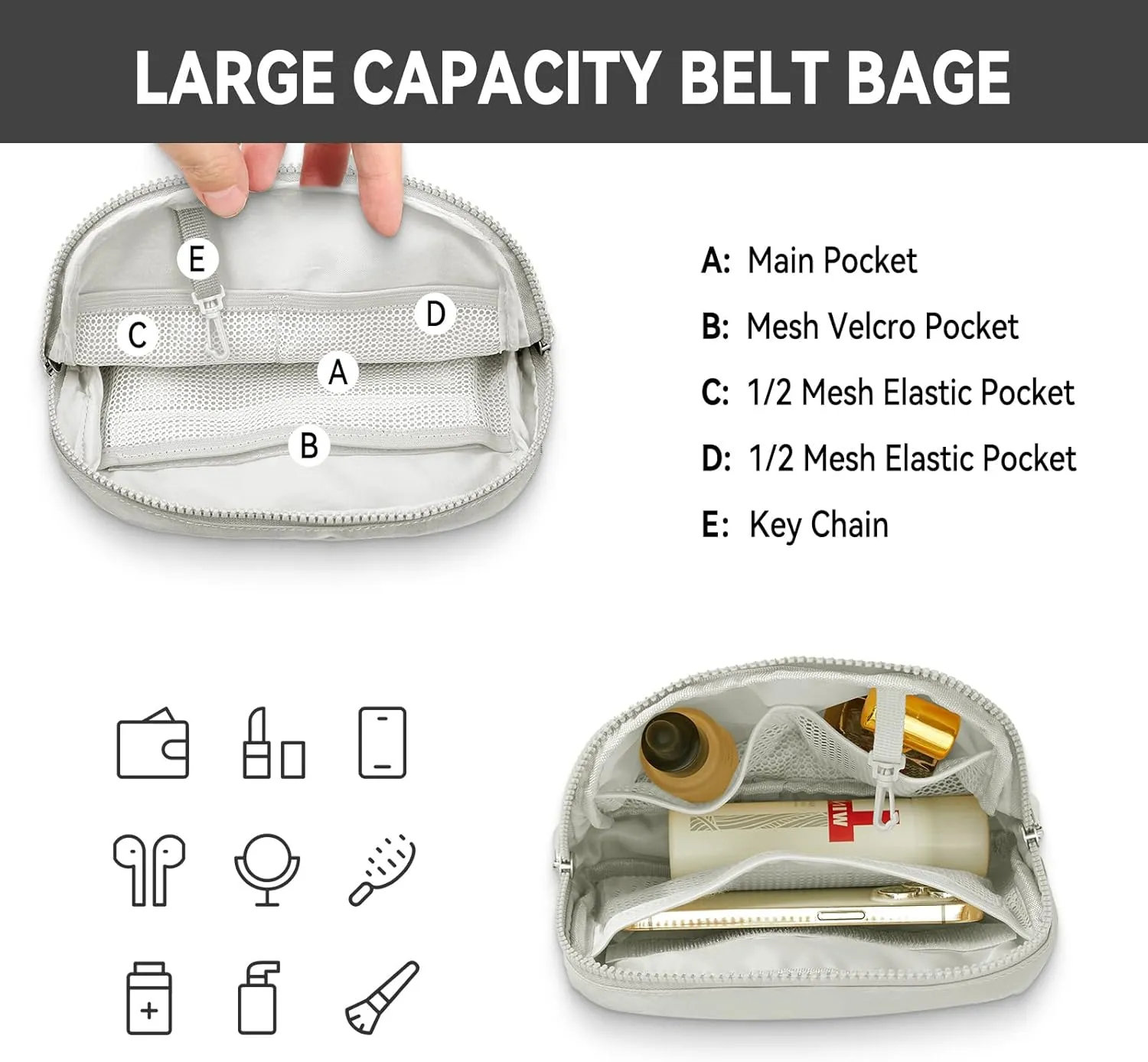 Mum's Memory Fanny Packs for Women Men, Crossbody Fanny Pack, Waterproof Everywhere Belt Bag with Adjustable Strap, Fashion Waist Pack for Traveling (Light grey)