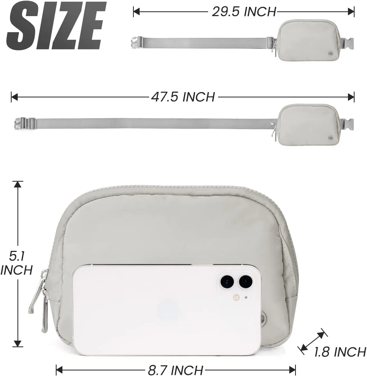 Mum's Memory Fanny Packs for Women Men, Crossbody Fanny Pack, Waterproof Everywhere Belt Bag with Adjustable Strap, Fashion Waist Pack for Traveling (Light grey)