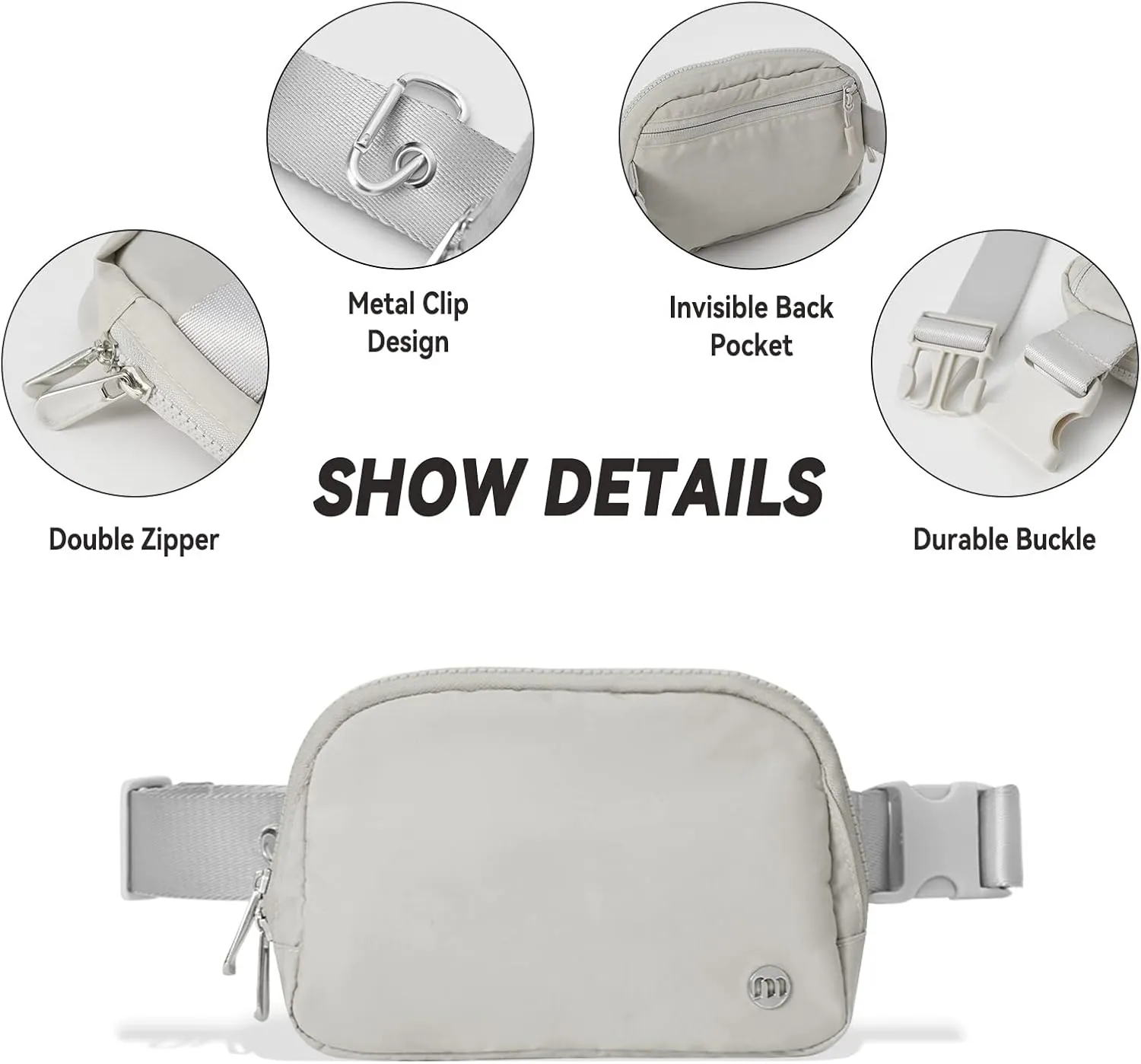 Mum's Memory Fanny Packs for Women Men, Crossbody Fanny Pack, Waterproof Everywhere Belt Bag with Adjustable Strap, Fashion Waist Pack for Traveling (Light grey)