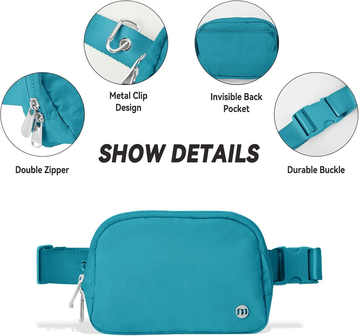 Mums Memory Waterproof Mini Belt Bag for Women, Casual Nylon Everywhere Crossbody Fanny Pack for Travel, Running, Hiking, and Cycling(Light Blue)