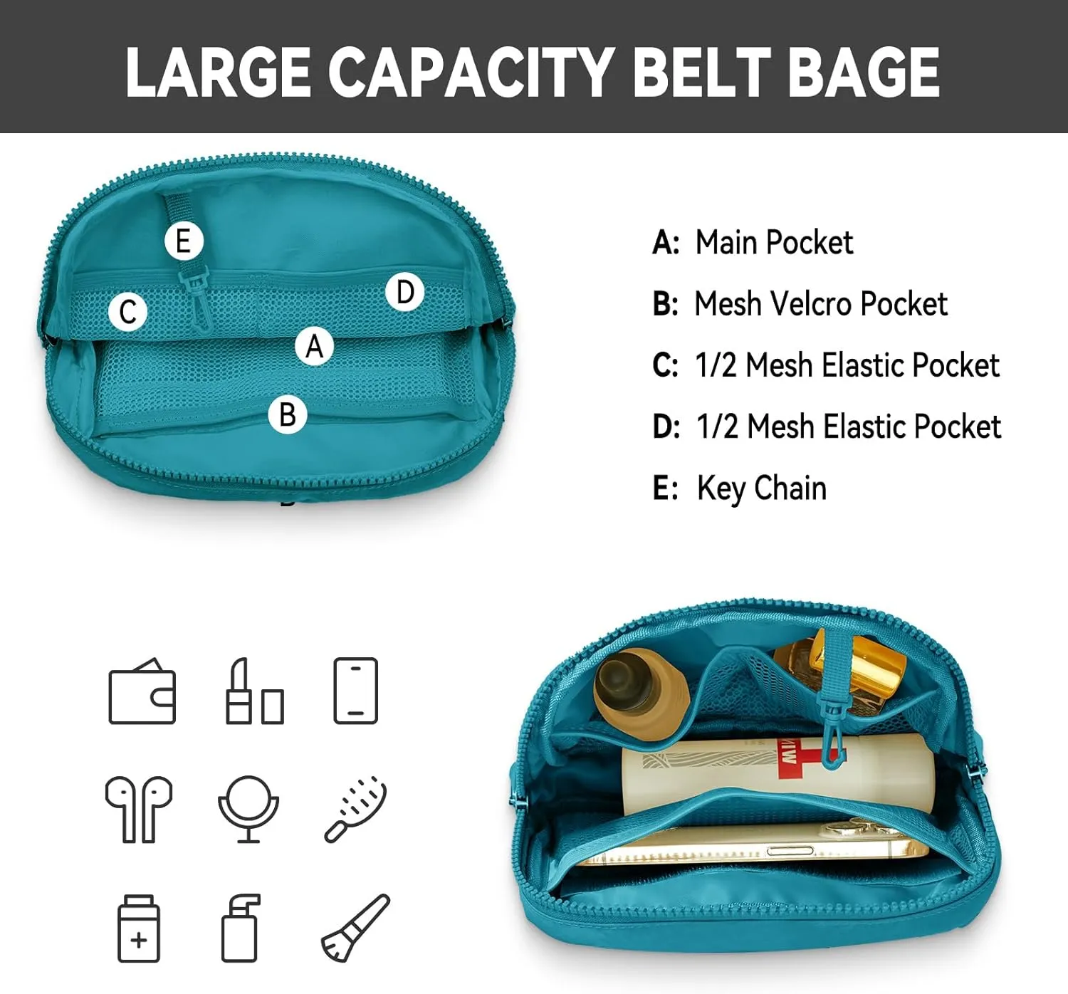 Mums Memory Waterproof Mini Belt Bag for Women, Casual Nylon Everywhere Crossbody Fanny Pack for Travel, Running, Hiking, and Cycling(Light Blue)
