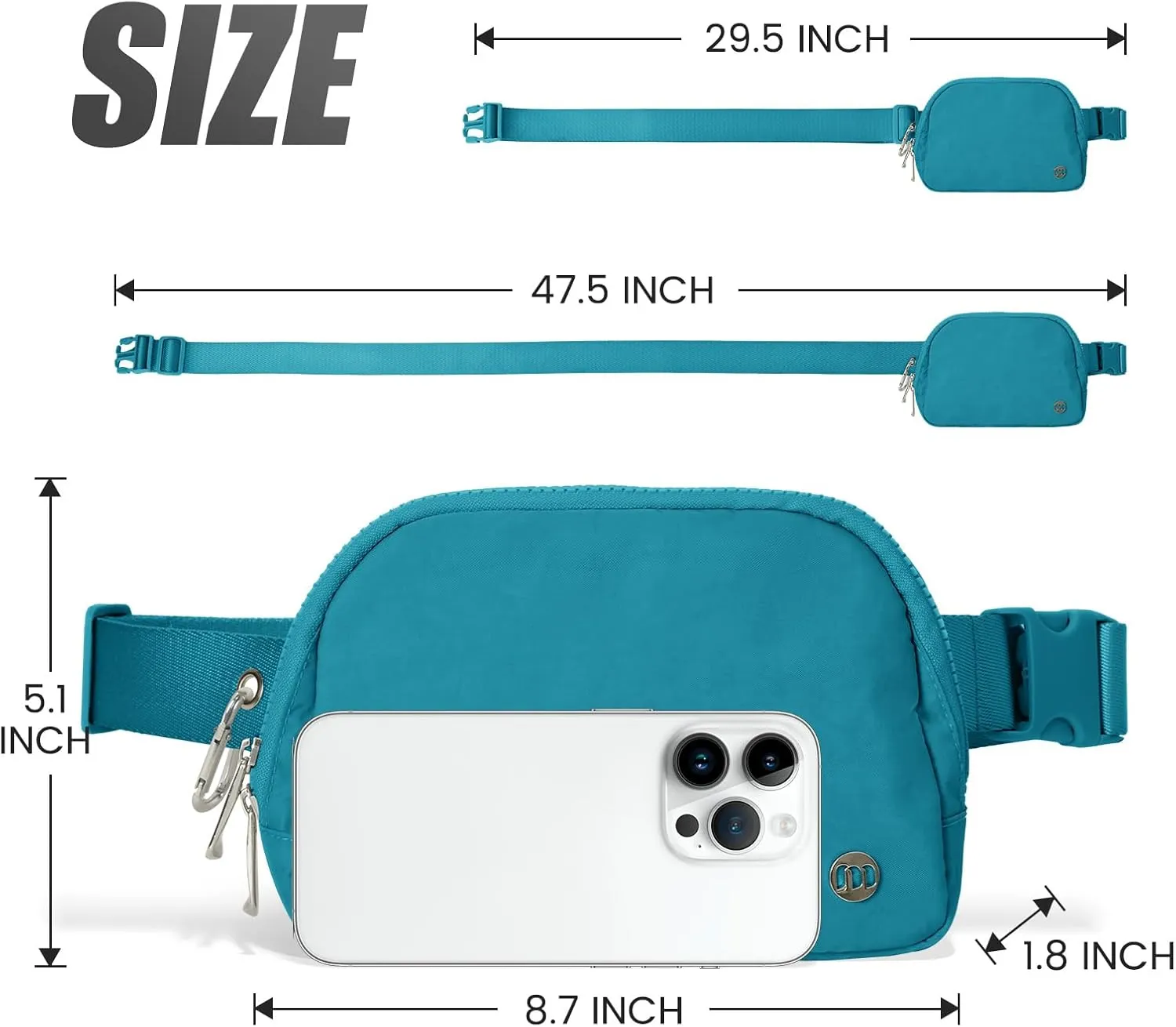 Mums Memory Waterproof Mini Belt Bag for Women, Casual Nylon Everywhere Crossbody Fanny Pack for Travel, Running, Hiking, and Cycling(Light Blue)