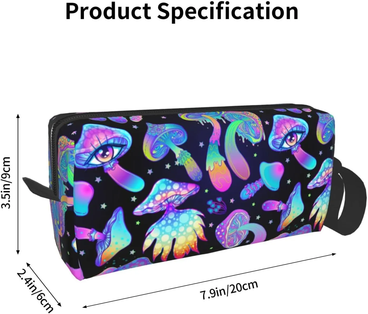 Mushroom Cool Makeup Bag Organizer Small Cosmetic Bags Portable Travel Toiletry Bag With Handle Simple Accessories Storage Zipper Pouch For Women Girl