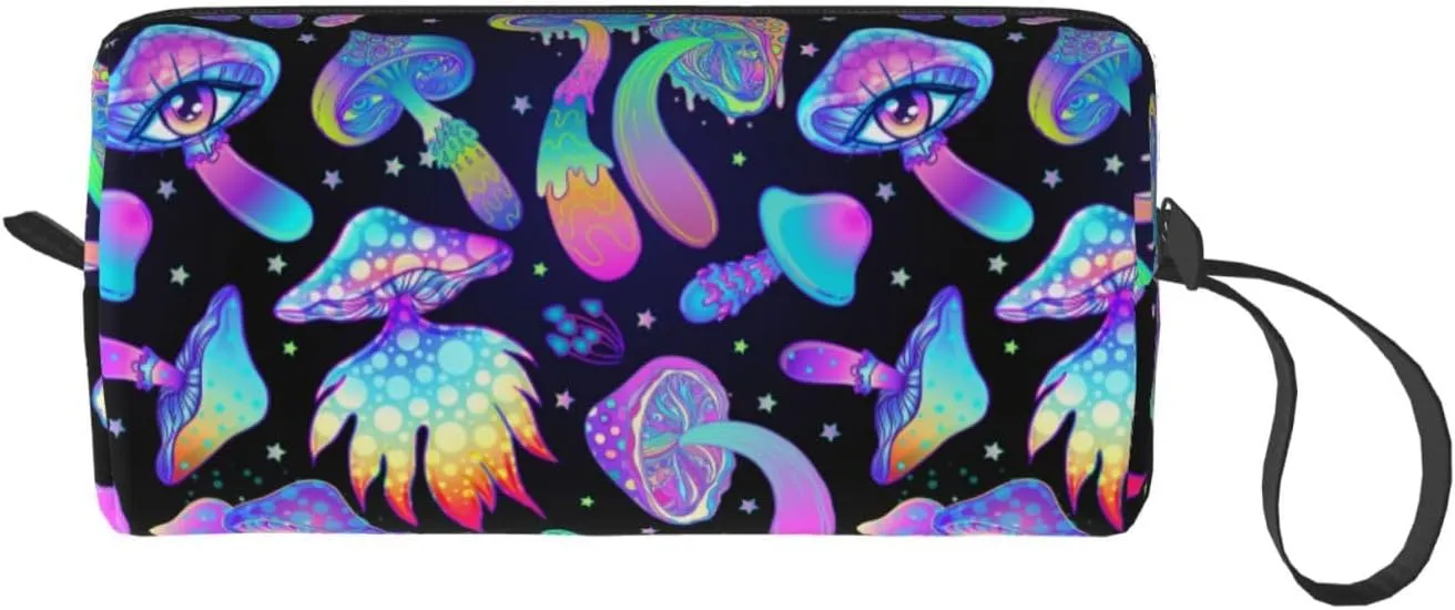 Mushroom Cool Makeup Bag Organizer Small Cosmetic Bags Portable Travel Toiletry Bag With Handle Simple Accessories Storage Zipper Pouch For Women Girl