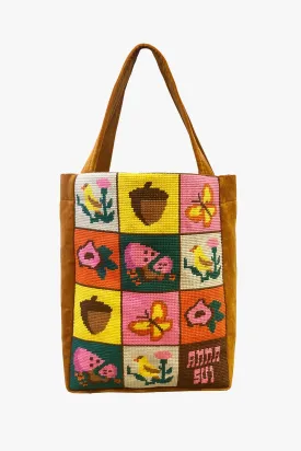 Needlepoint and Velveteen Tote Bag