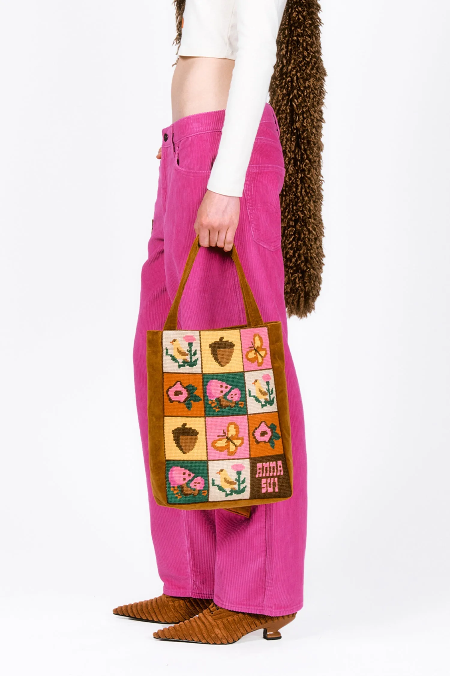 Needlepoint and Velveteen Tote Bag
