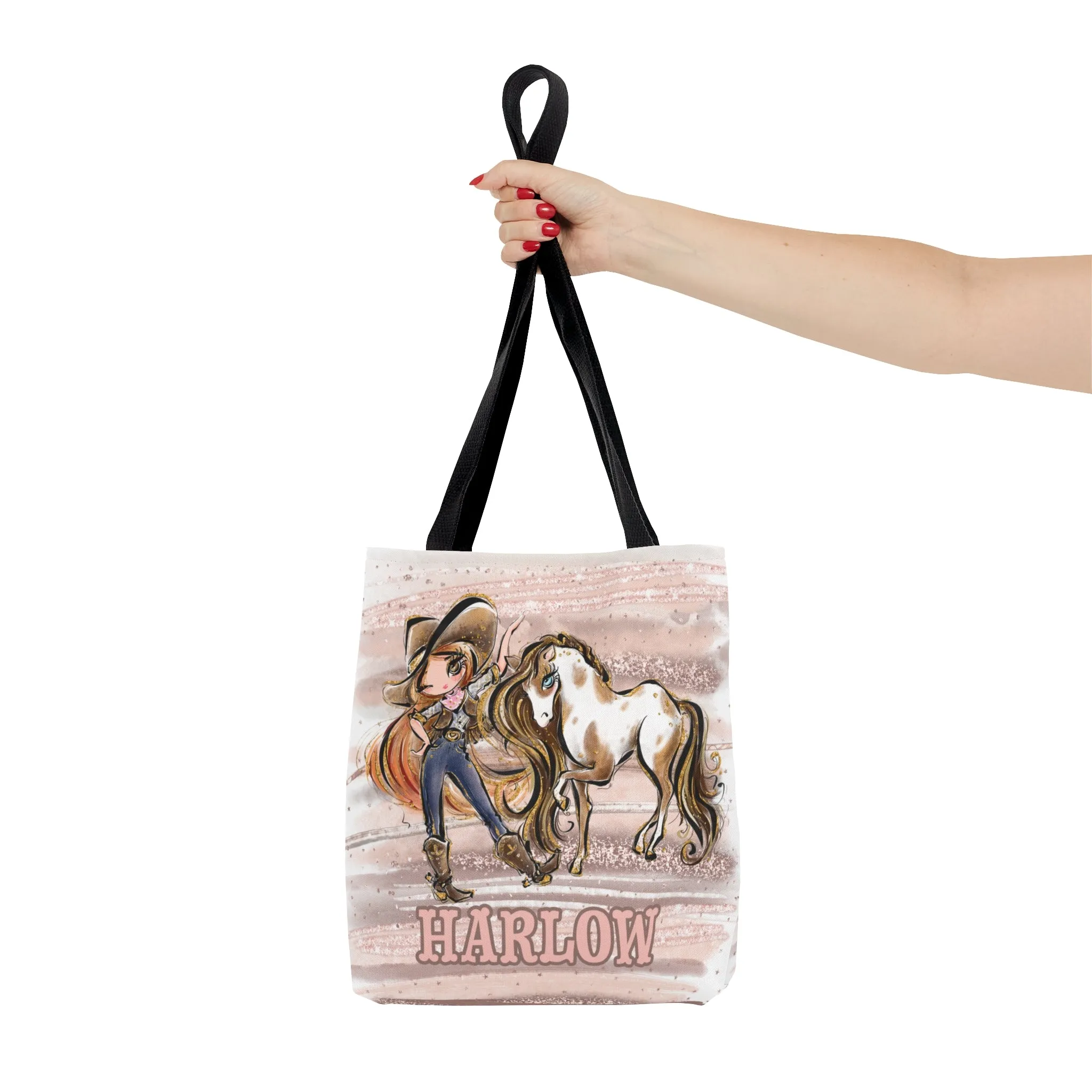 Personalised Tote Bag, Cowgirl & Horse, Red Hair, Brown Eyes, Tote bag