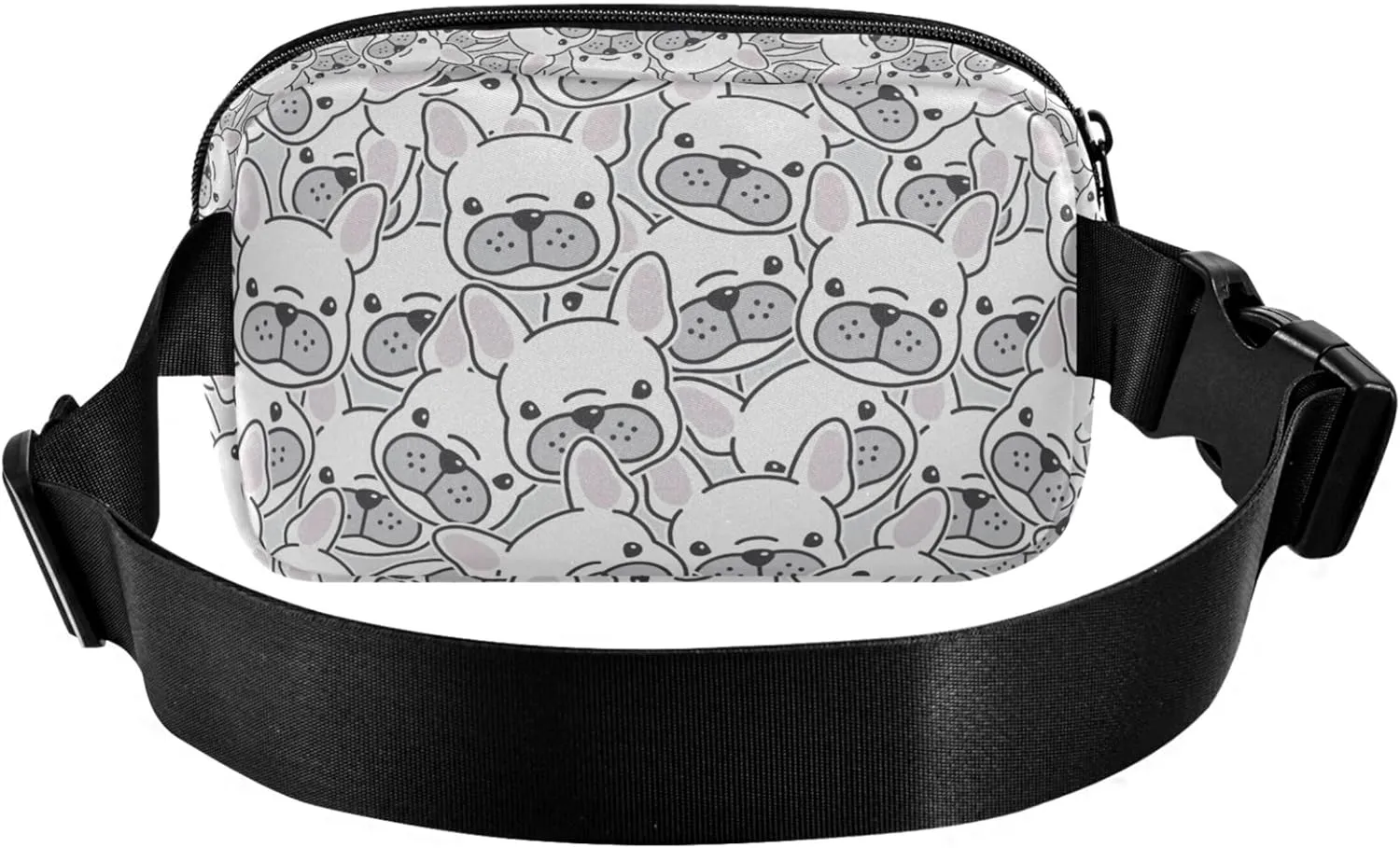 Personalized Black White Pug Dog Women Fanny Pack Waterproof Hip Bag Belt Purse Cute Waist Pouch for Women