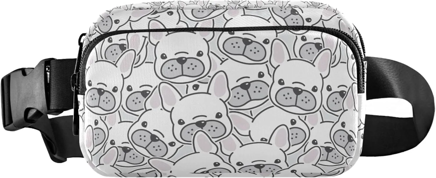 Personalized Black White Pug Dog Women Fanny Pack Waterproof Hip Bag Belt Purse Cute Waist Pouch for Women