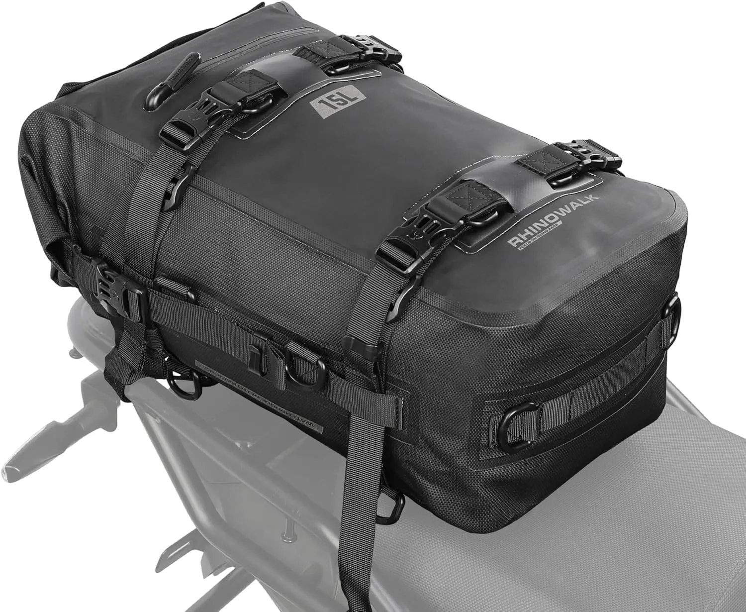 Rhinowalk Tail Bag, Travel Luggage Bags, Waterproof Rear Carrier, Motorcycle Rear Seat Bag Backpack, Rear Rack Trunk - Black 15L