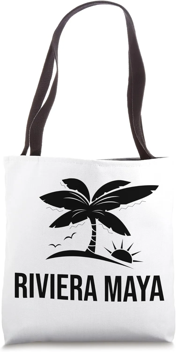Riviera Maya Palm Tree Vacation Sunset Beach Ocean Tote Bag