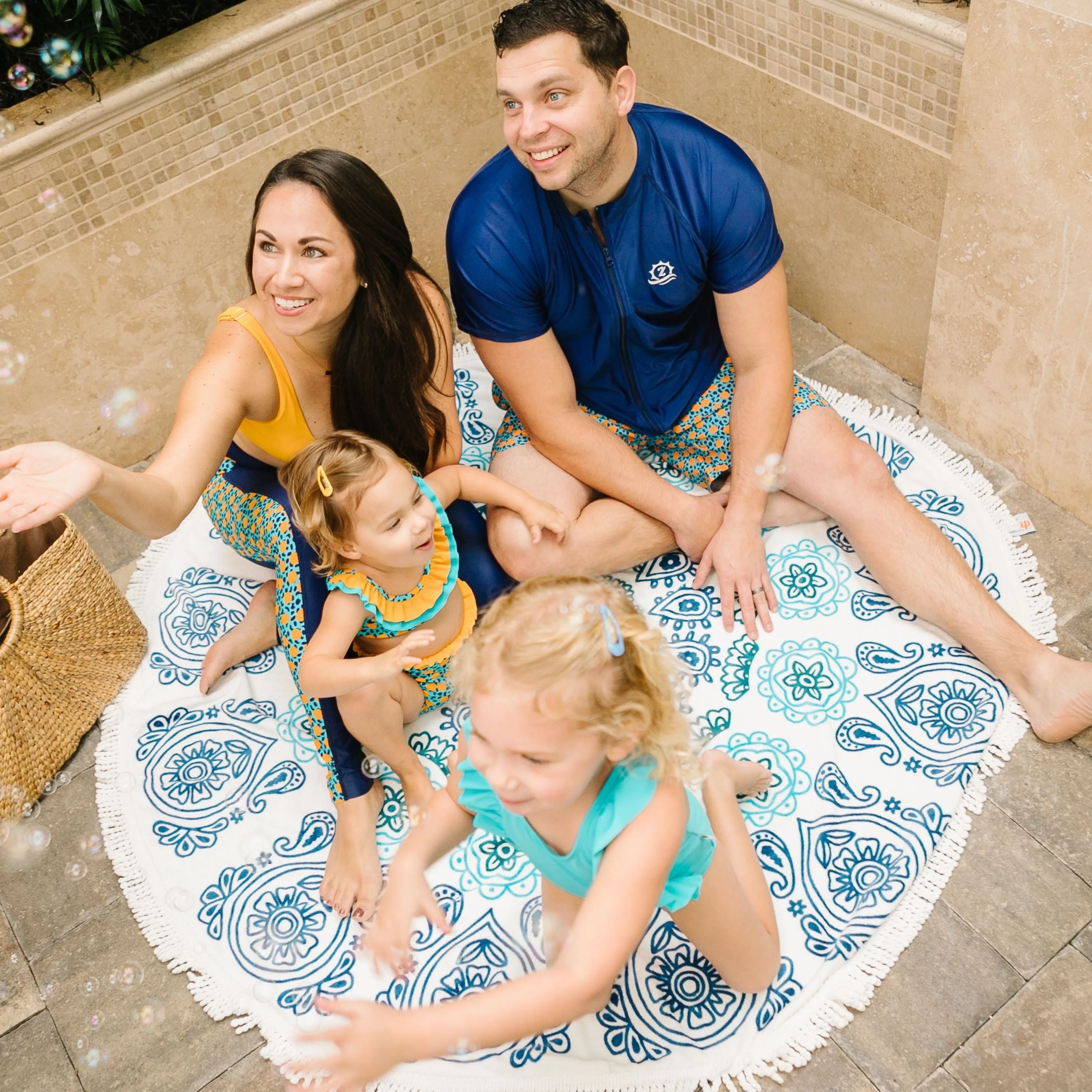 Round Beach Towel - "Ocean Blues"
