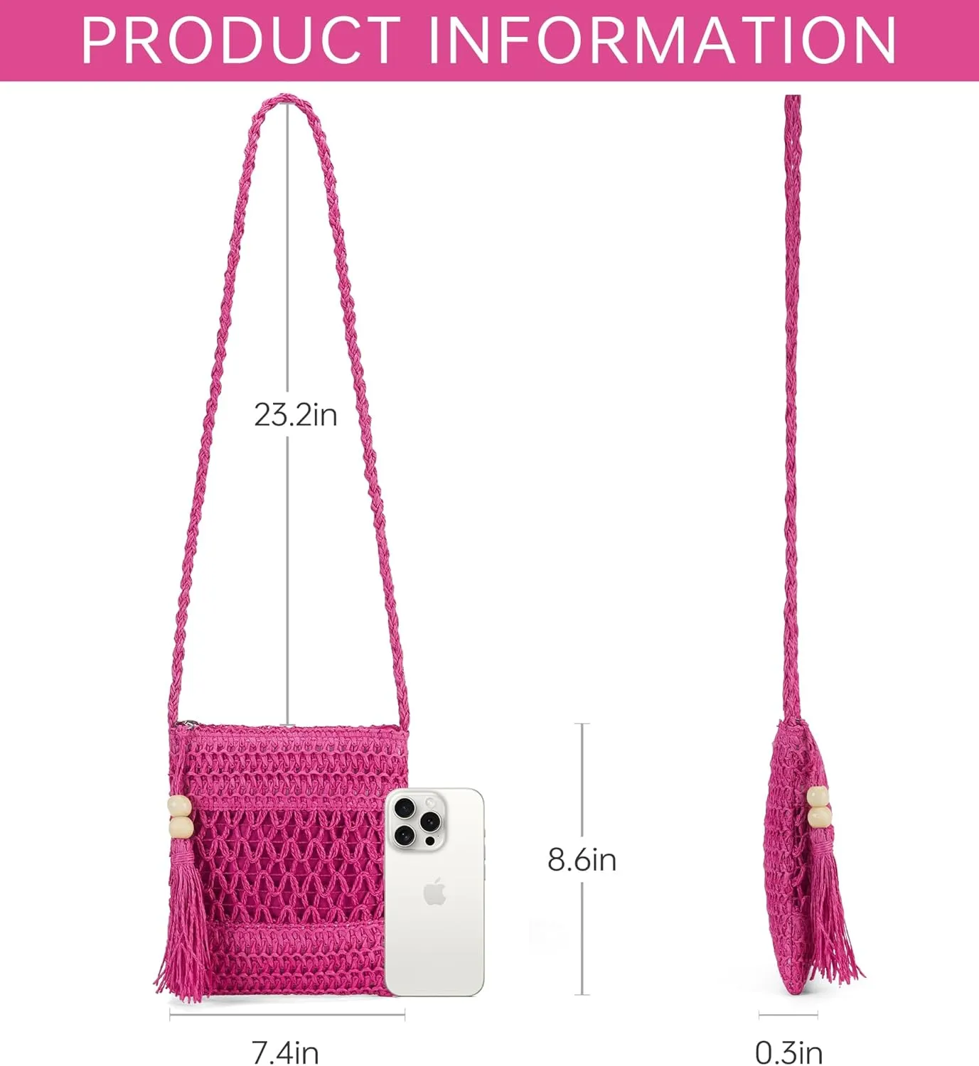 Small Beach Straw Purse For Women: Straw Bags Crossbody Shoulder Handbags - Raffia Woven Tote Purse For Summer Vacation