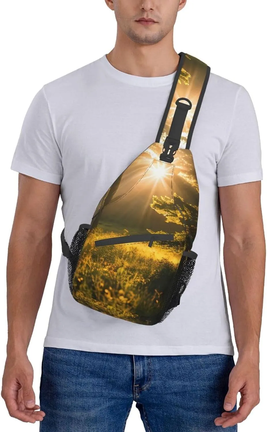 SSIMOO Morning Sunlight In Wilderness Versatile Travel Hiking Backpack-Perfect For Outdoor Cycling,Chest Shoulder Bag