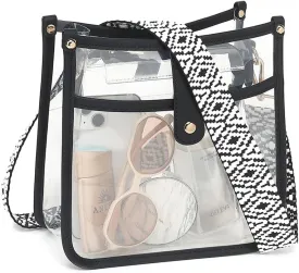 Stadium Clear Bag - Women's Crossbody Tote with Guitar Strap for Concerts