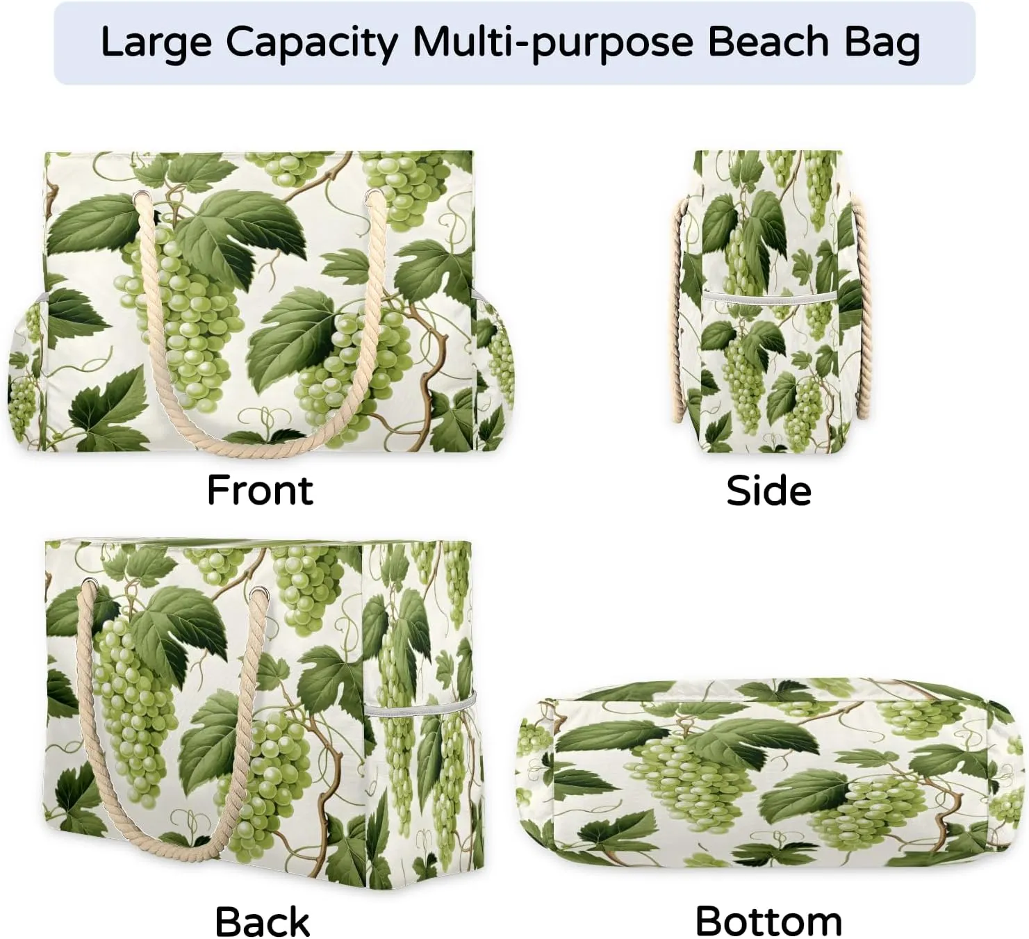 Tote Beach Bag for Women Large Zipper Beach Bags Waterproof Sandproof Cute Owls Gym Swim Pool Travel Bag