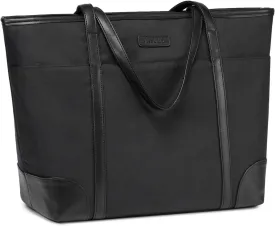 VASCHY Laptop Bag for Women, 15.6-17 Inch Lightweight Water Resistant Travel, Work,Teacher Tote Bag w Luggage Strap
