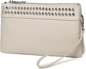 VASCHY Wristlet Clutch Purses, SAC Large Studs Soft Faux Leather Crossbody Evening Clutch Wallet for Women