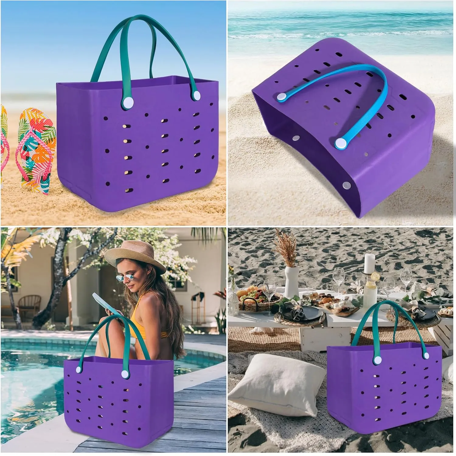 X-Large Rubber Beach Bag for Men & Women, Large Capacity Travel Tote Bag for the Beach Boat Pool